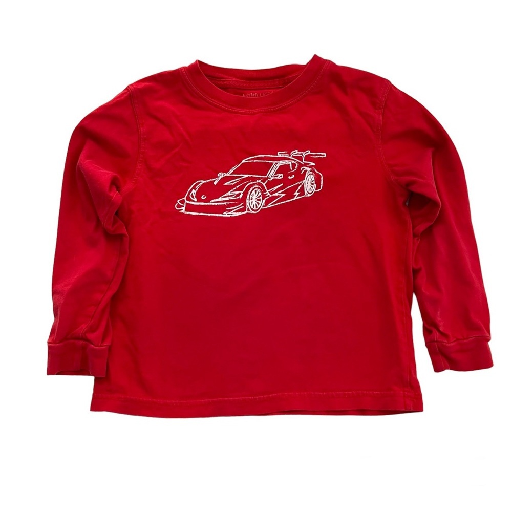 Mustard & Ketchup Kids Red Long Sleeve Racecar T-shirt Size XS 3/4 Boys Tee